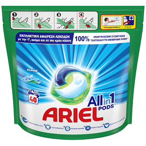 Ariel All In 1 Απορρυπαντικό Πλ. Ρούχων Κάψουλες Alpine 40τεμ