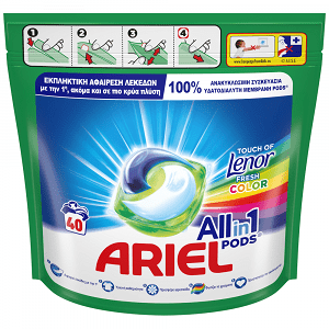 Ariel All In 1 Απορρυπαντικό Πλ. Ρούχων Κάψουλες Touch Of Lenor Color 40τεμ