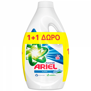 Ariel Alpine Υγρό Απορρυπαντικό 26μεζ 1+1 Δώρο