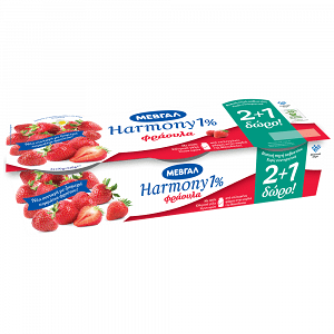 Harmony Επιδόρπιο Γιαουρτιού Φράουλα 1% Λιπ. 170gr (2+1)