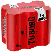 Tuborg Σόδα Κουτί 330ml 5+1 Δώρο