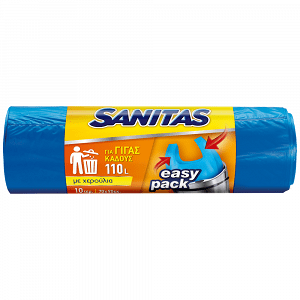 Sanitas Easy Pack Σακούλες Απορριμάτων Χερούλια Γίγας 70x90cm 10τεμ
