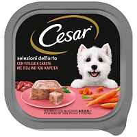 Cesar Δισκάκι Υγρή Τροφή Σκύλου Με Βοδινό & Καρότο 300gr