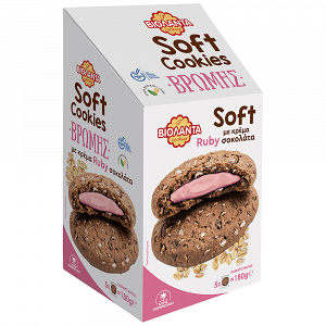Βιολάντα Soft Cookies Βρώμης Γεμιστά Ροζ Σοκολάτα 180gr