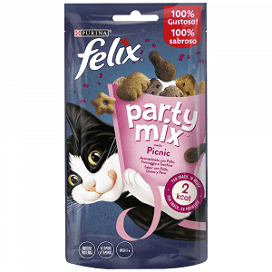 Felix Party Mix Snack Τροφή Γάτας Κοτόπουλο Τυρί Γαλοπούλα 60gr