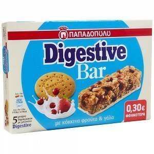 Παπαδοπούλου Digestive Bar Κόκκινα Φρούτα & Γάλα 5x28gr -0,30€