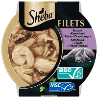 Sheba Filets Υγρή Τροφή Κοτόπουλο Γαρίδα Ψάρι Ωκεανού Φάκελος 60gr