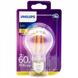 Philips Λάμπα Led Filament Κλασσική 60W Ε27