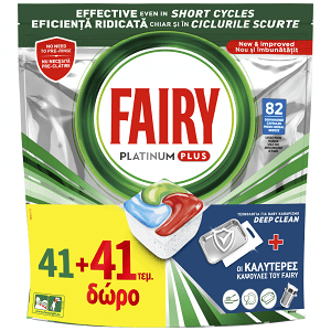 Fairy Platinum Plus Caps Πλυντ. Deep Clean (41+41 Δώρο)