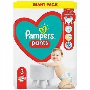 Pampers Πάνες Pants Giant Pack (76 Τεμ.) Nο 3 ( 6-11 kg)