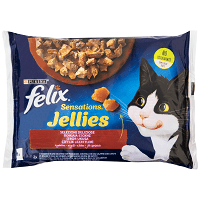 Felix Sensation Jellies με Βοδινό-Κοτόπουλο (4x85g)