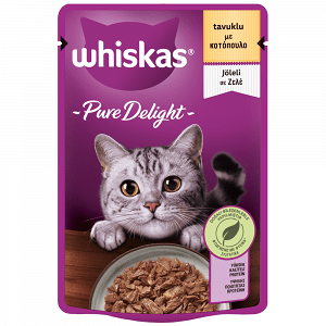Whiskas Pure Delight Adult Υγρή Τροφή Γάτας Κοτόπουλο Σε Ζελέ 85gr