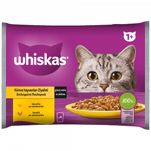 Whiskas C. Adult Υγρή Τροφή Γάτας Κοτόπουλο Γαλοπούλα 4x13x85gr