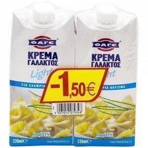 ΦΑΓΕ Κρέμα Γάλακτος Light 2x330ml -1,50€