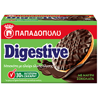Παπαδοπούλου Digestive Με Επικάλυψη Σοκολάτας 30% Λιγότερη Ζάχαρη 200gr