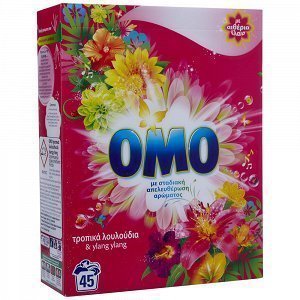Omo Τροπικά Λουλούδια Απορρυπαντικό Πλυντηρίου Σκόνη 45μεζ 2,52Kg