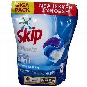 Skip Trio Απορρυπαντικό Πλυντηρίου Ρούχων Κάψουλες Active Clean 50τεμ