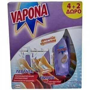 Vapona Σκοροκτόνο Gel Λεβάντα 4+2τεμ Δώρο