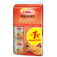 Elite Crackers Μεσογειακά Ντομάτα & Βασιλικός 3x105gr -€1,00
