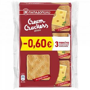 Παπαδοπούλου Cream Crackers Σίτου 140gr (3τεμ -0,60€)