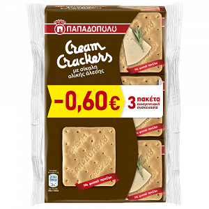 Παπαδοπούλου Cream Crackers Με Σίκαλη Ολικής Άλεσης 175gr (3τεμ -0,60€)