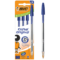 BIC Στυλό Cristal Μπλέ Σακουλάκι 4 τμχ