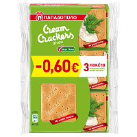 Παπαδοπούλου Cream Crackers Χωρίς Ζάχαρη 3x165gr -0,60€