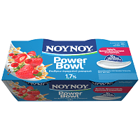 NOYNOY Power Bowl 1,7% Φράουλα-Φραγκοστάφυλο-Δημητριακά & Λιναρόσπορο 2x175gr