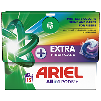 Ariel All in 1 Απορρυπαντικό Ρούχων Πλυντηρίου Κάψουλες Fiber Care 15Μεζ.