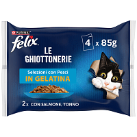 Felix Agail Υγρή Τροφή Γάτας με Σολομό-Τόνο σε Ζελέ 4x85gr