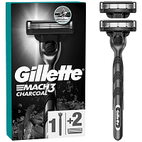 Gillette Mach III Ξυραφάκια Charcoal Μηχανή +2 Ανταλλακτικά