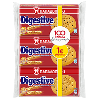 Παπαδοπούλου Μπισκότα Digestive 250gr (3τεμάχια -1,00€)