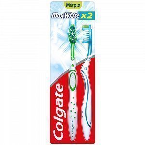 Colgate Max White Οδοντόβουρτσα Medium 2τεμ 1+1 Οικονομική Συσκευασία