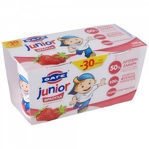 ΦΑΓΕ Junior Φράουλα Επιδόρπιο Στραγγιστού Γιαουρτιού 2x140gr -0,30€
