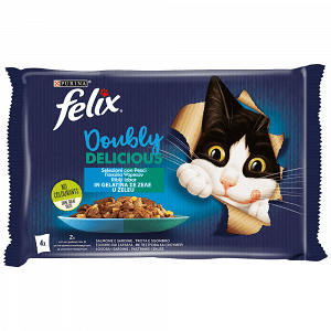 Felix Agail Υγρή Τροφή Γάτας Ποικιλία Ψαρικών σε Ζελέ 4x85gr
