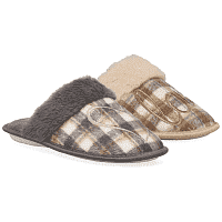 Migato Γυναικεία Παντόφλα Καρώ Με Γούνα