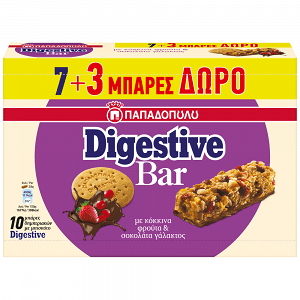 Παπαδοπούλου Digestive Bar 7 Φρούτα Σοκολάτα (7+3 Δώρο) 280gr