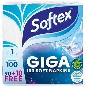 Softex Giga Χαρτοπετσέτες Λευκές 100 Φύλλα 90+10Δώρο 0,153kg