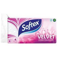 Softex Velvet Χαρτί Υγείας 4φύλλων 8άρι 0,824kg