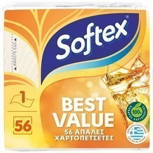 Softex Χαρτοπετσέτες Λευκές 56φύλλων 0,086kg