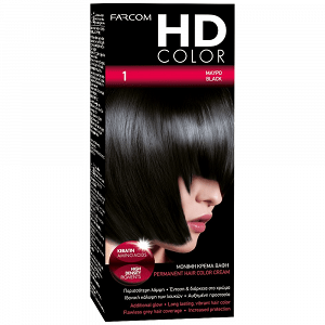 HD Color Σετ Βαφής Μαλλιών Ν.1 Μαύρος Έβενος