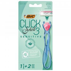 BIC Soleil Click 3 Ξυριστική Μηχανή Sensitive (+2 Ανταλλακτικά)