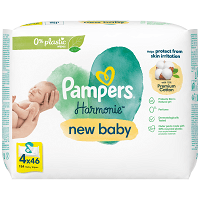 Pampers Harmony New Baby Μωρομάντηλα 4x46τεμ
