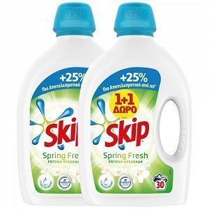 Skip Απορρυπαντικό Υγρό Spring Fresh 30μεζ + Δώρο 30μεζ