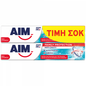 Aim Family Protection Anti-Cavity 2x75ml Οικογενειακή Συσκευασία