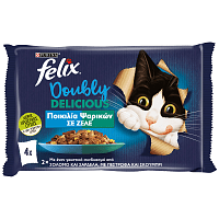 Felix Agail Υγρή Τροφή Γάτας Ποικιλία Ψαρικών σε Ζελέ 4x85gr