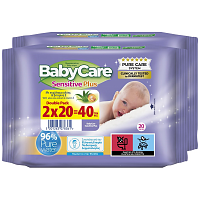 Babycare Sensitive Plus Μωρομάντηλα Double Pack 2x20τεμ