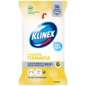Klinex Υγρά Πανάκια Καθαρισμού Λεμόνι 36Τεμάχια