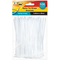 A.F Tools Δεματικά Tie Wraps 200x8mm Λευκά 100τεμ