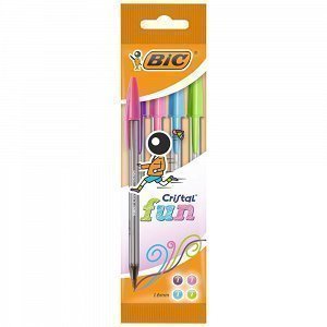 BIC Cristal Fun Στυλό Διαρκείας 1.6 mm Διάφορα Χρώματα 4τεμ
